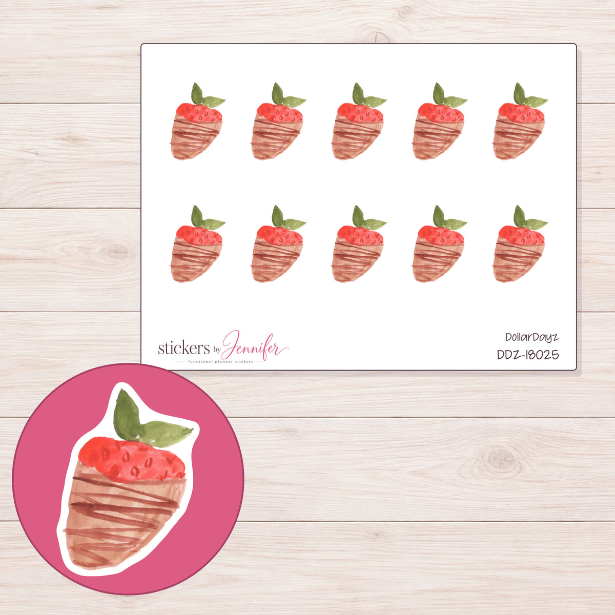 DDZ-18025 planner sticker sheet with enlarged sticker detail