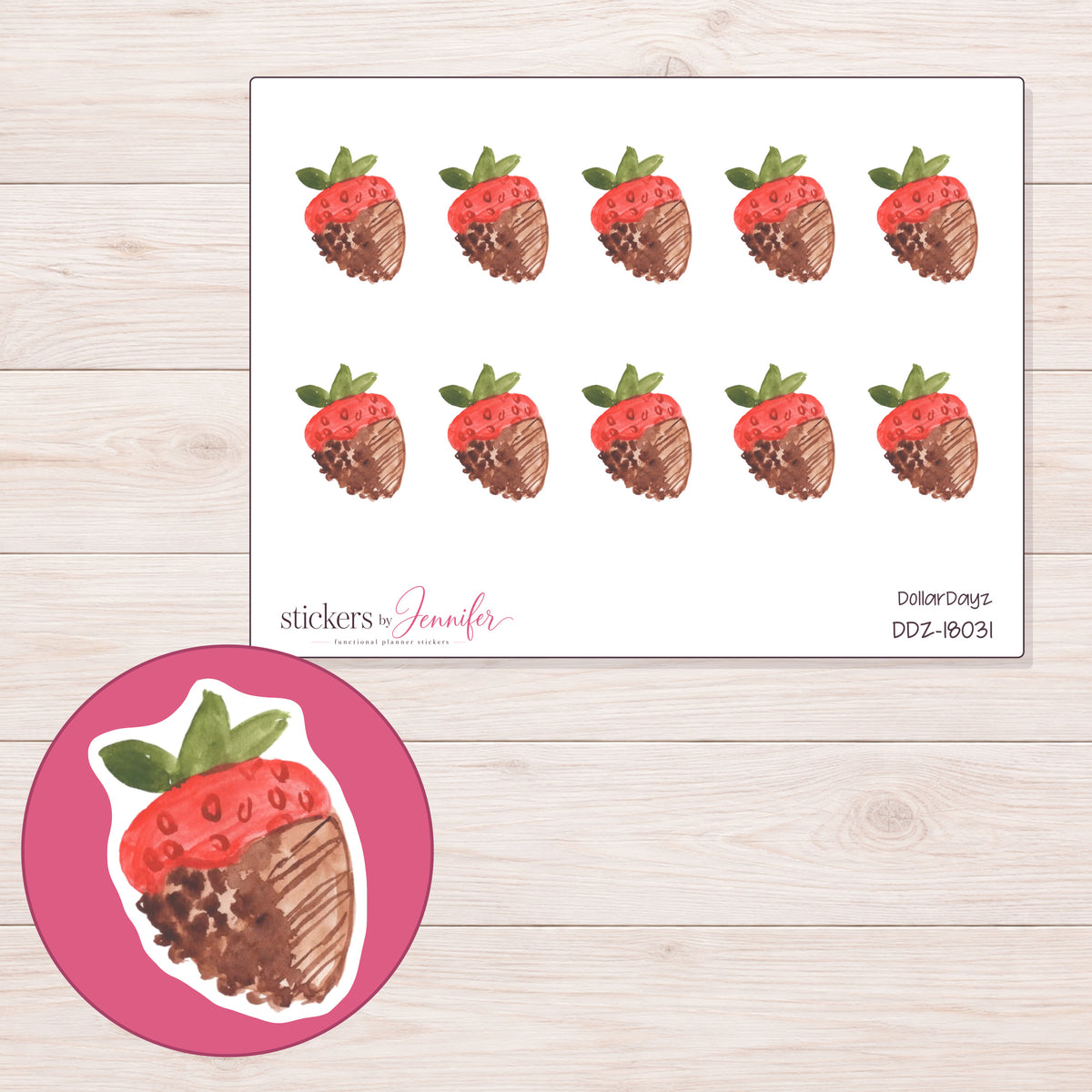 DDZ-18031 planner sticker sheet with enlarged sticker detail