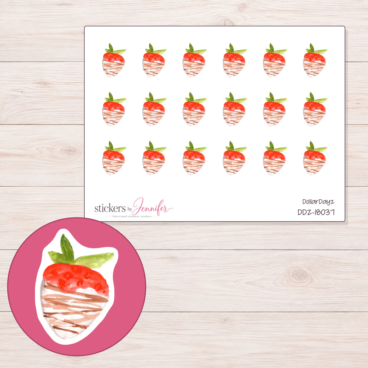 DDZ-18037 planner sticker sheet with enlarged sticker detail