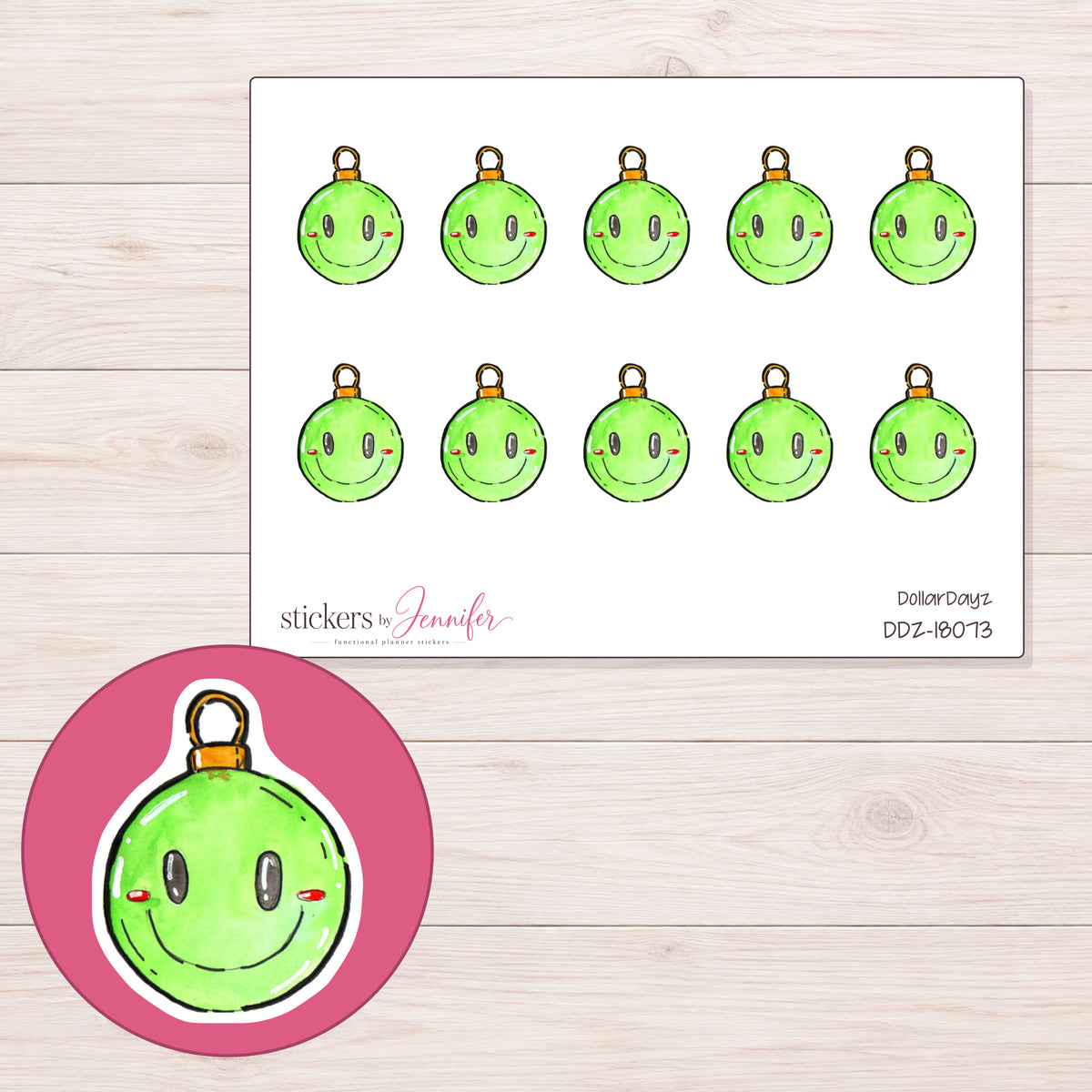 DDZ-18073 planner sticker sheet with enlarged sticker detail