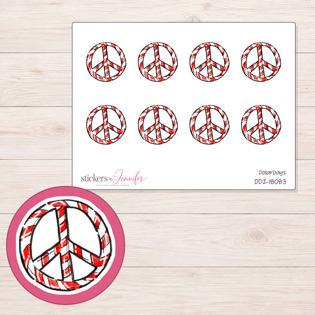 DDZ-18083 planner sticker sheet with enlarged sticker detail