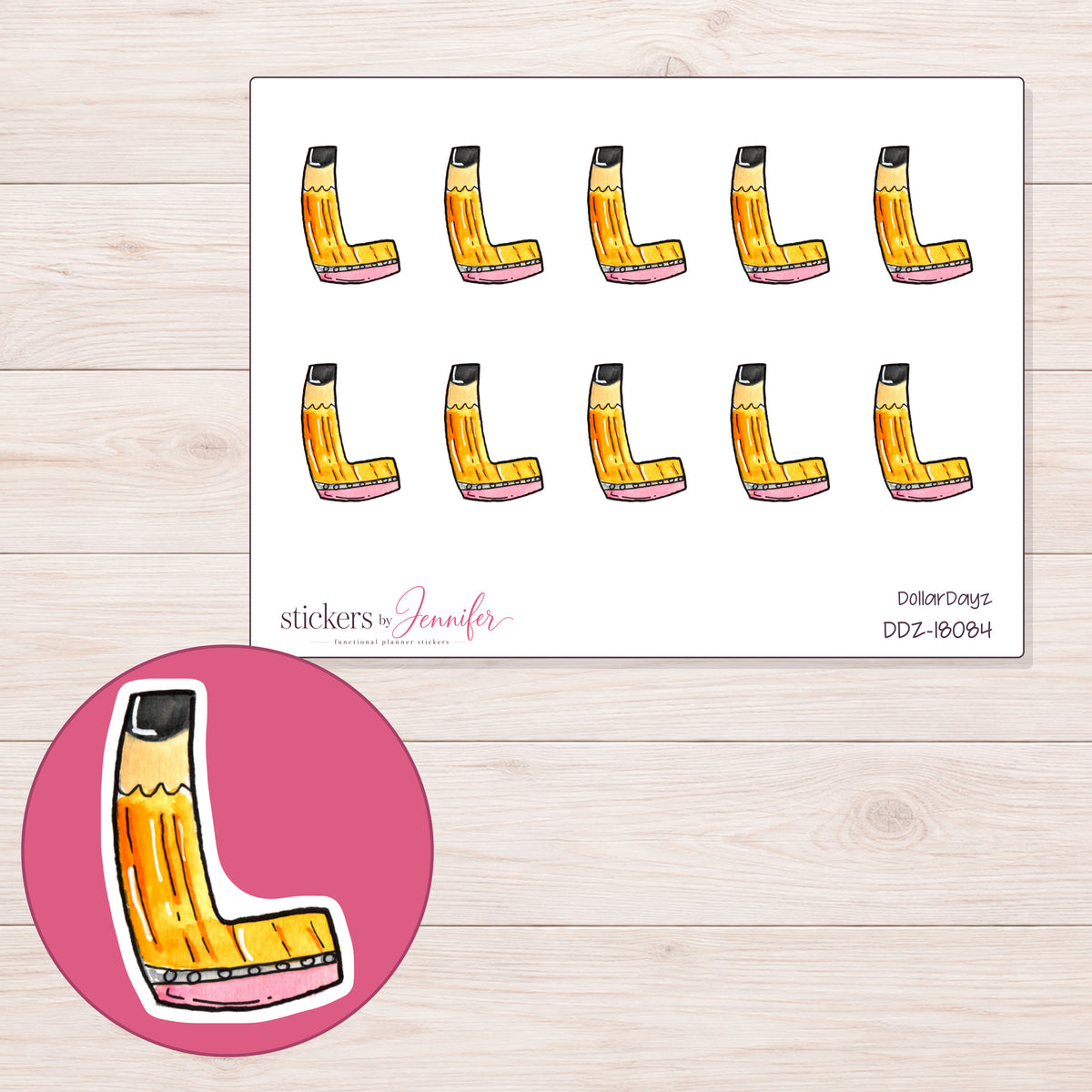 DDZ-18084 planner sticker sheet with enlarged sticker detail