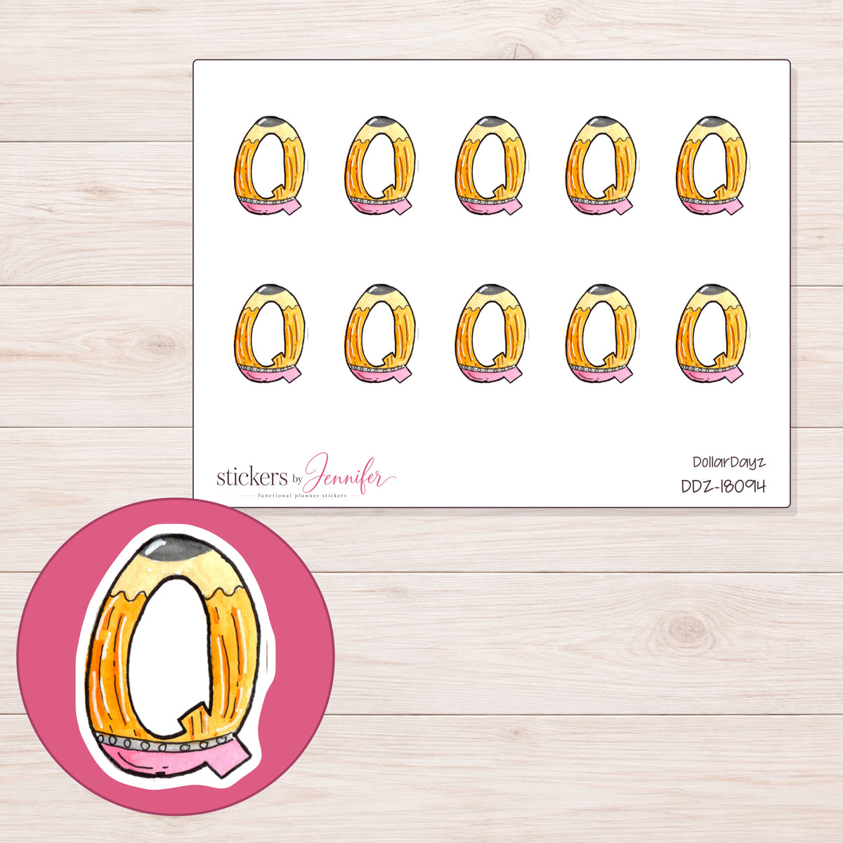 DDZ-18094 planner sticker sheet with enlarged sticker detail