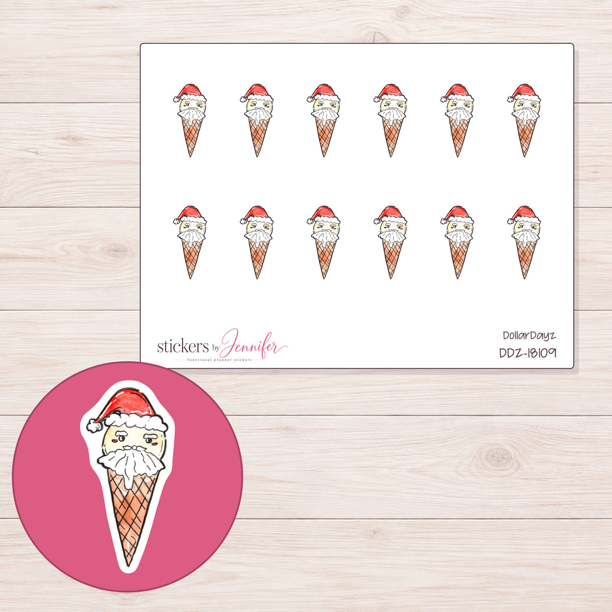 DDZ-18109 planner sticker sheet with enlarged sticker detail