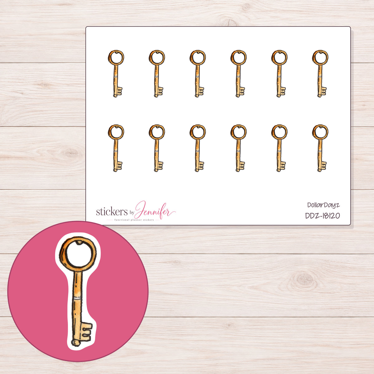 DDZ-18120 planner sticker sheet with enlarged sticker detail
