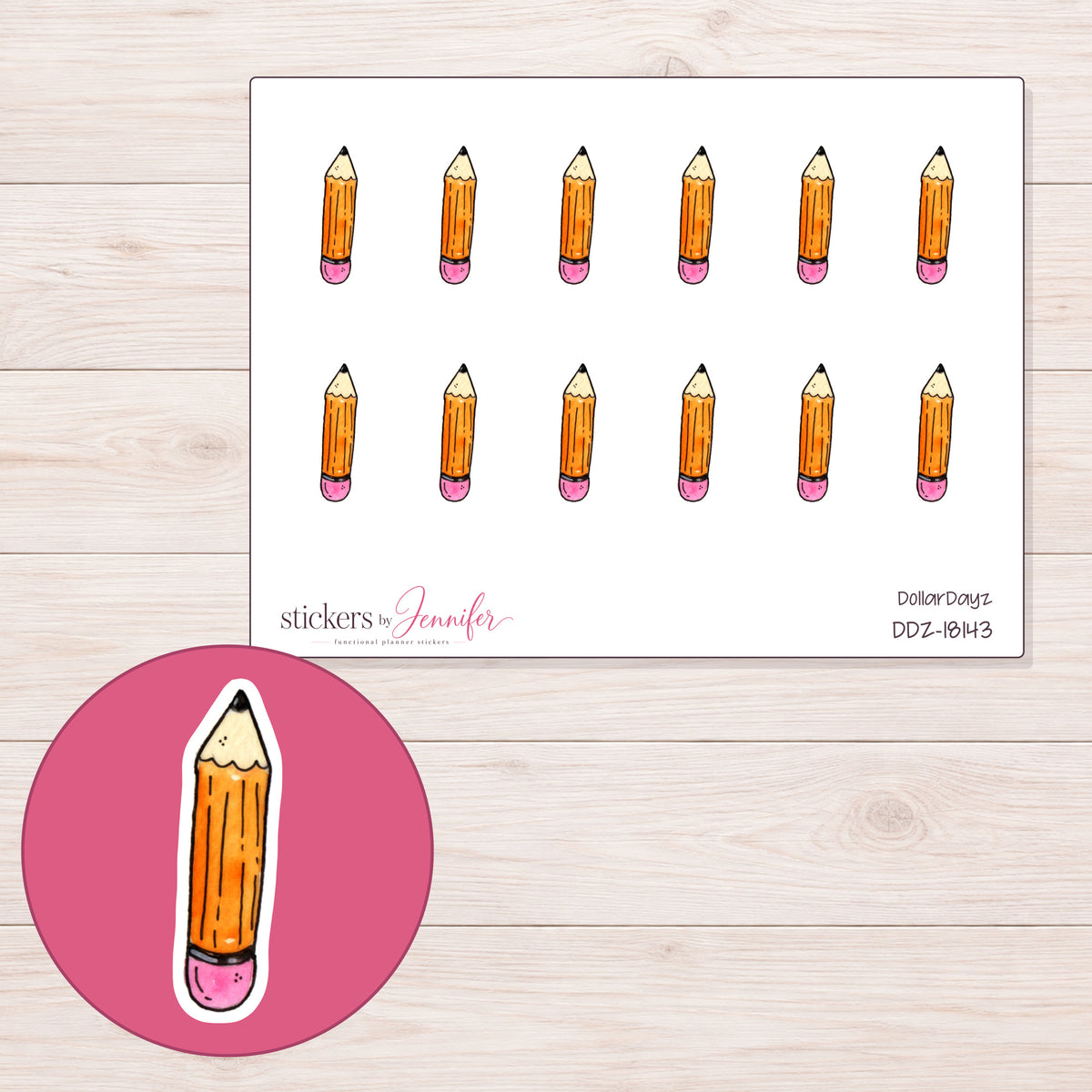 DDZ-18143 planner sticker sheet with enlarged sticker detail