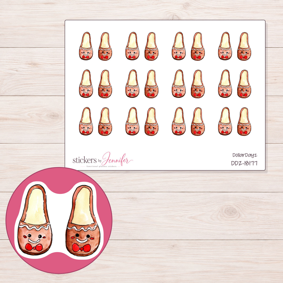 DDZ-18177 planner sticker sheet with enlarged sticker detail
