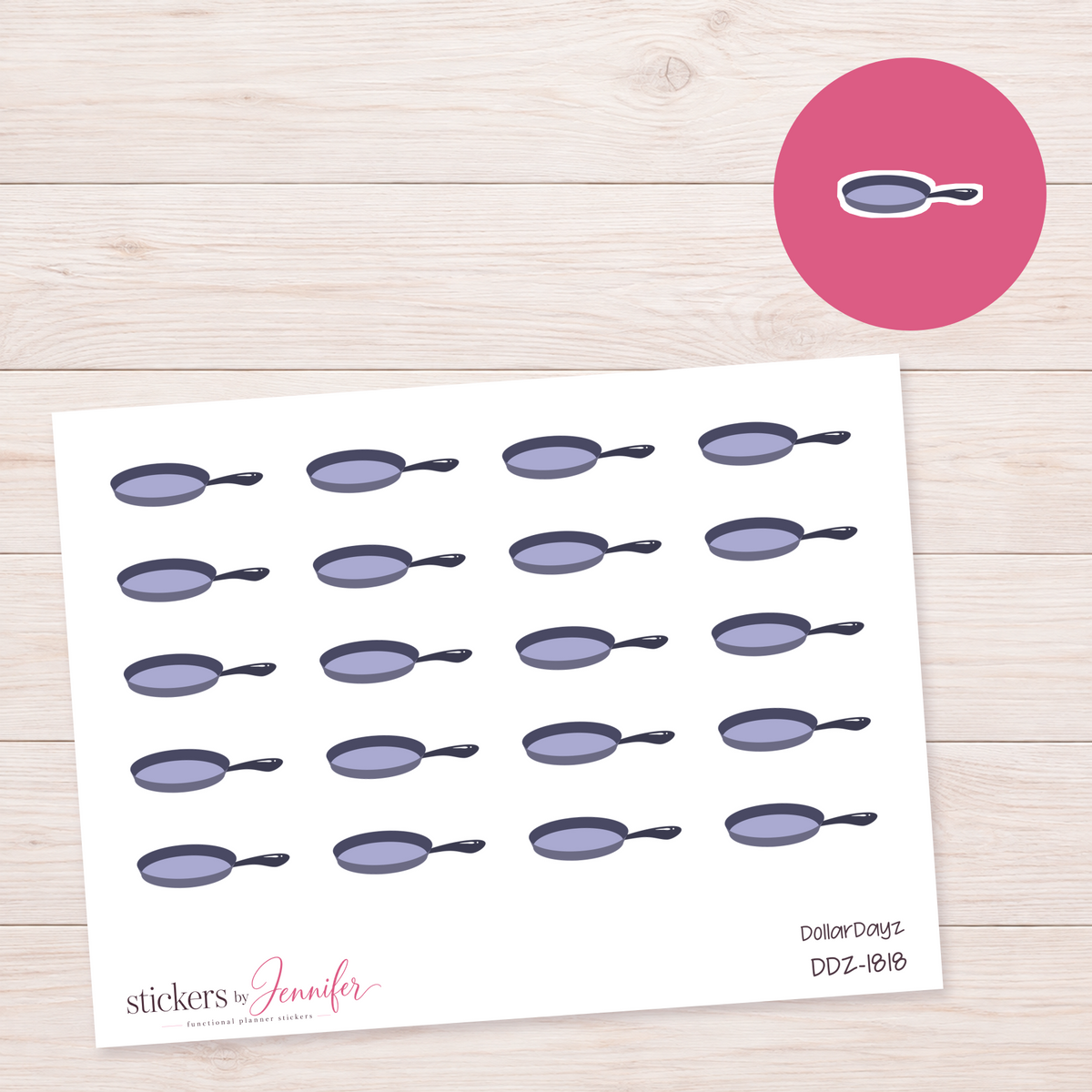 Purple Frying Pan Planner Stickers | DDZ-1818