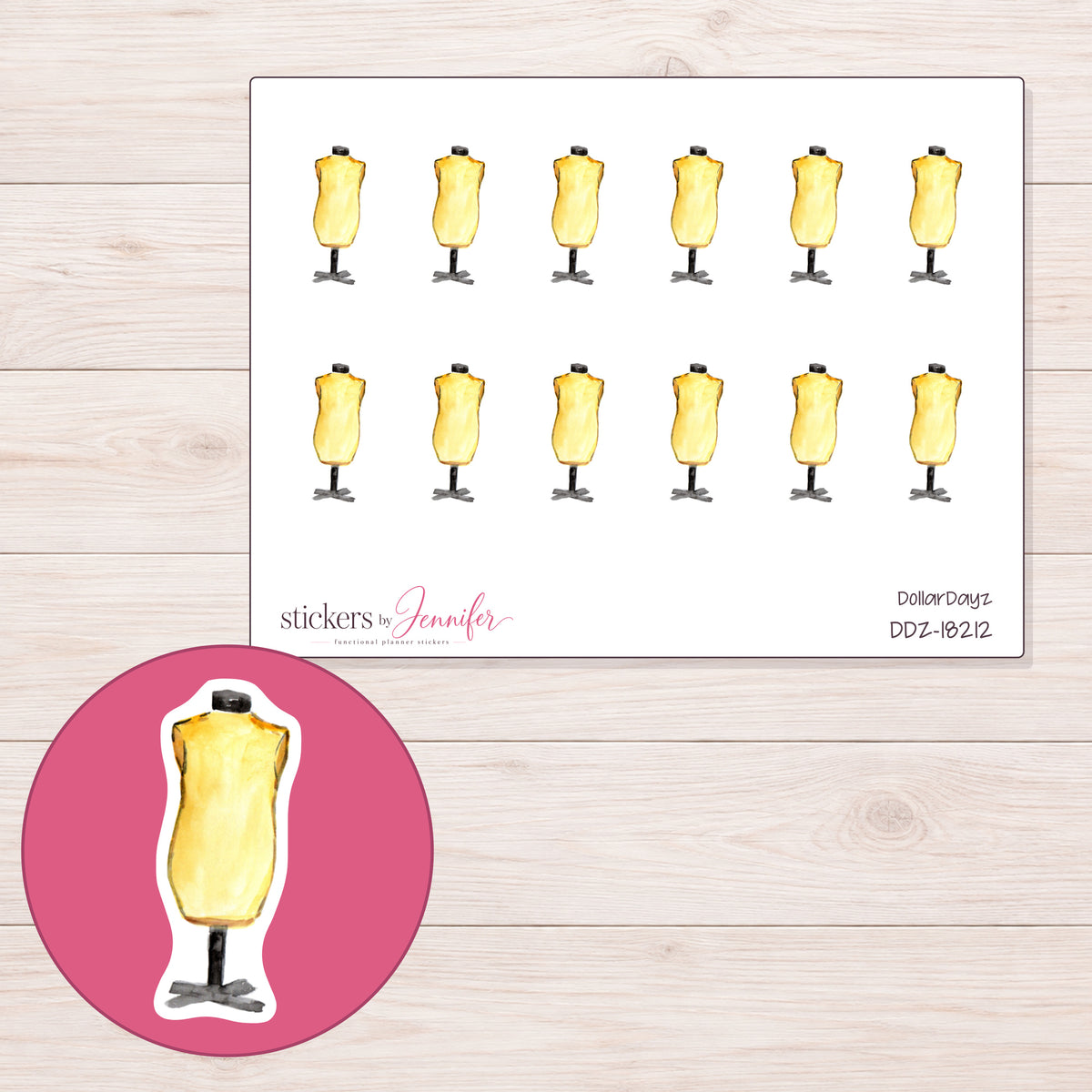 DDZ-18212 planner sticker sheet with enlarged sticker detail