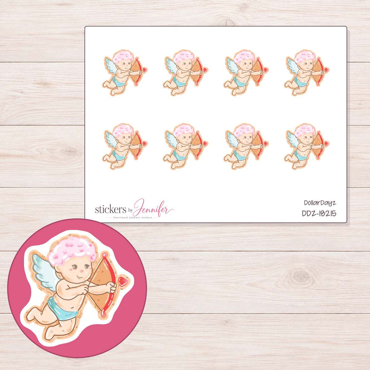 DDZ-18215 planner sticker sheet with enlarged sticker detail