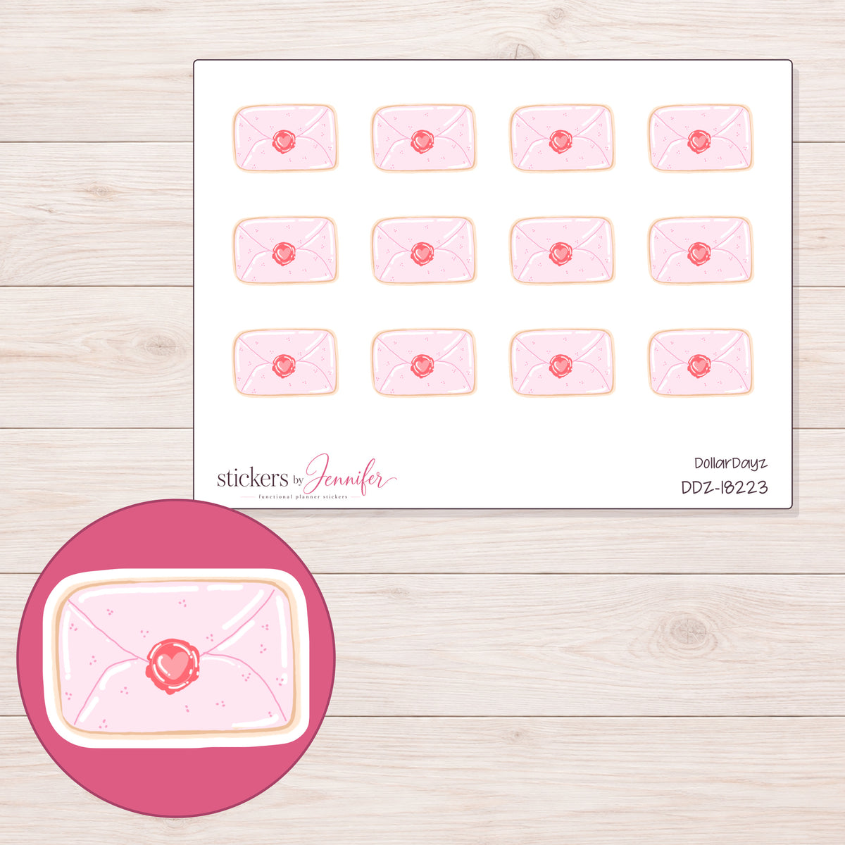 DDZ-18223 planner sticker sheet with enlarged sticker detail