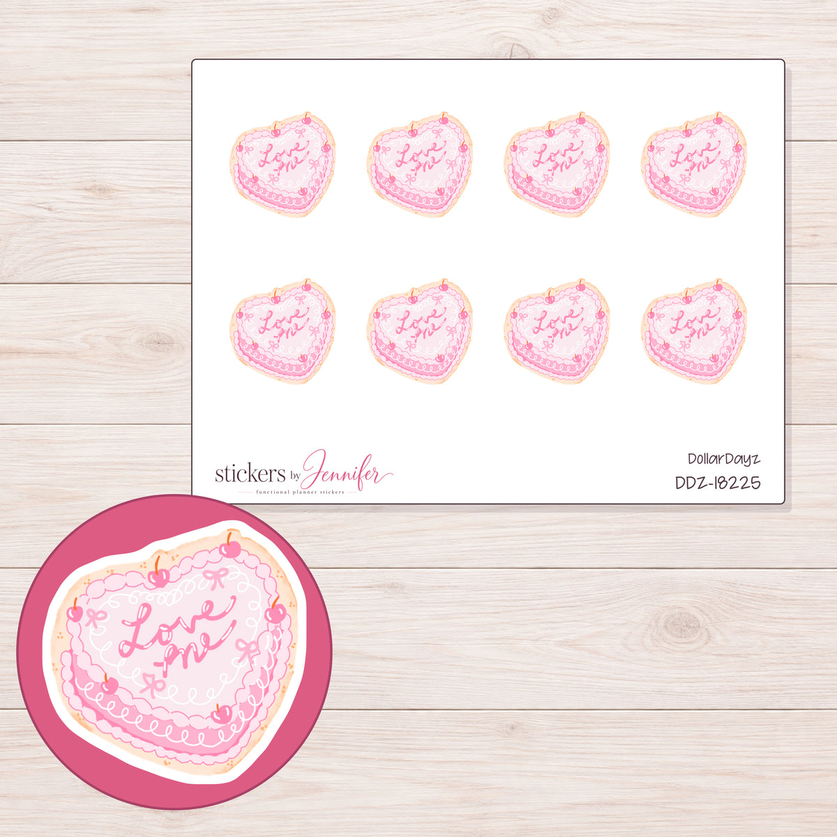 DDZ-18225 planner sticker sheet with enlarged sticker detail