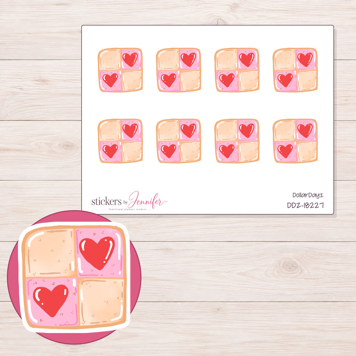 DDZ-18227 planner sticker sheet with enlarged sticker detail