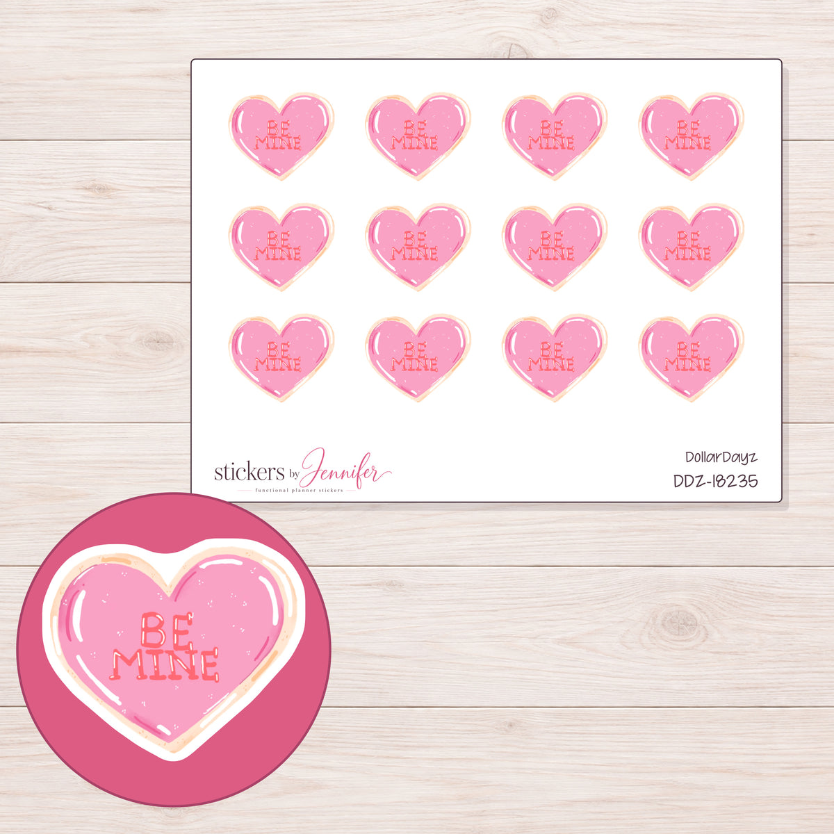 DDZ-18235 planner sticker sheet with enlarged sticker detail