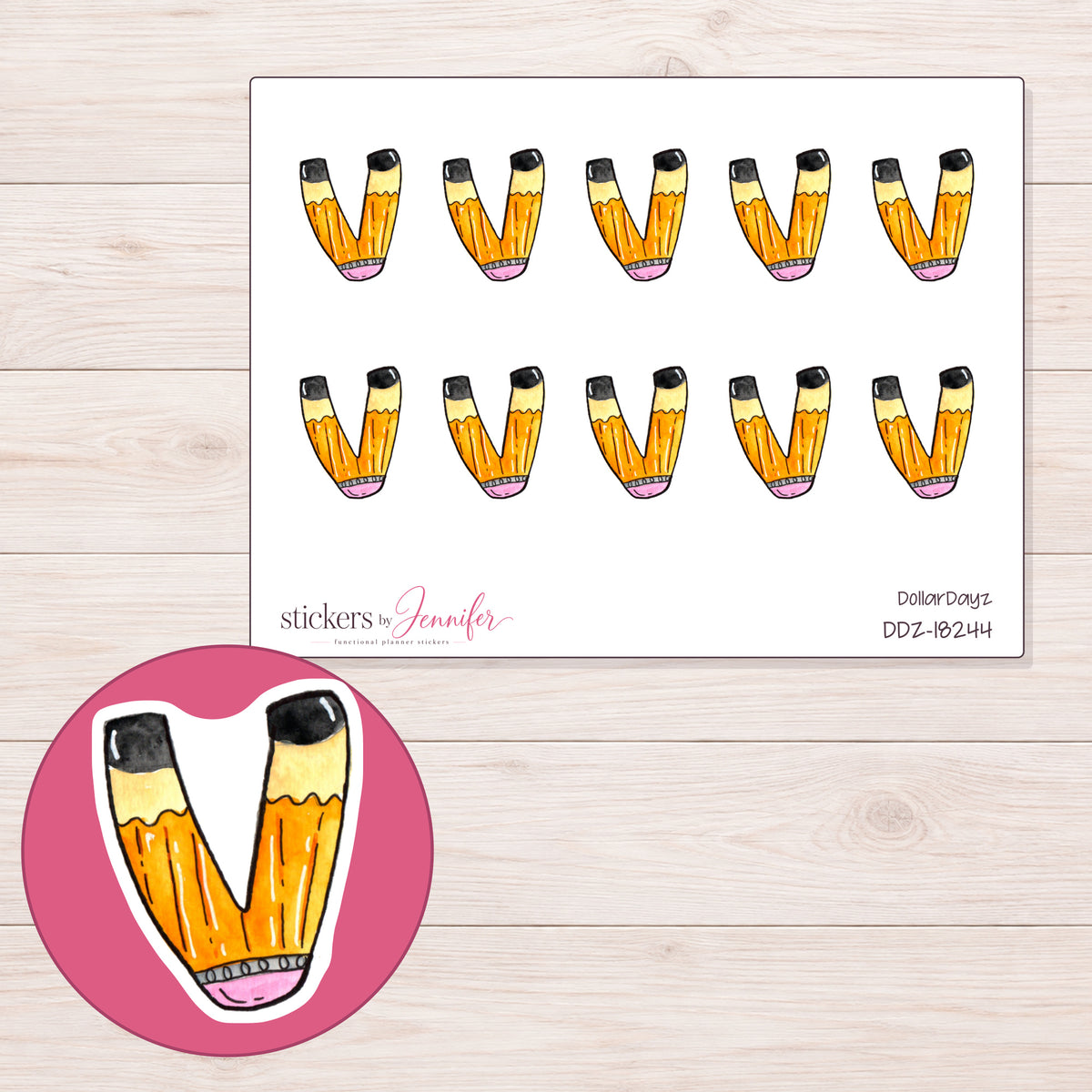 DDZ-18244 planner sticker sheet with enlarged sticker detail