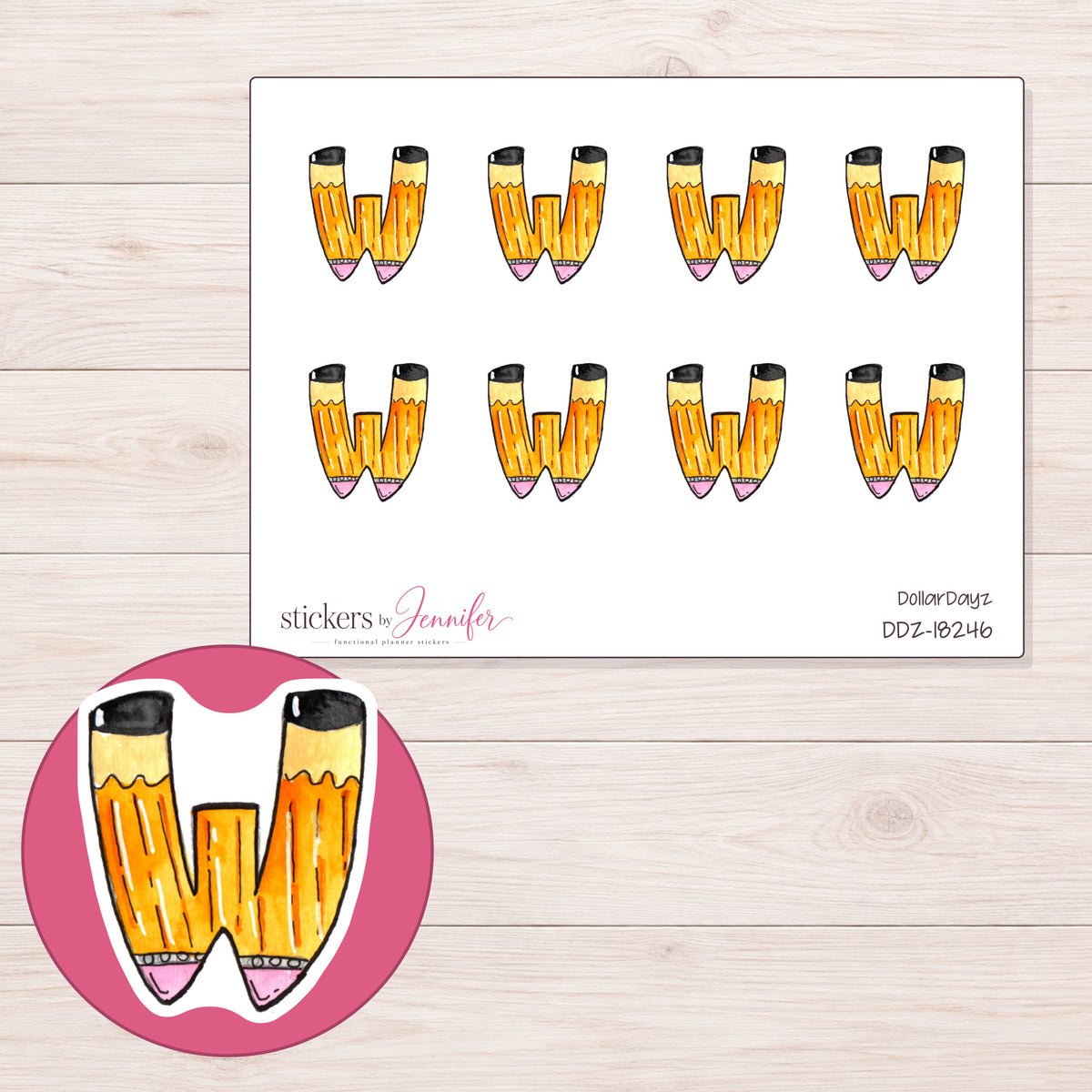 DDZ-18246 planner sticker sheet with enlarged sticker detail