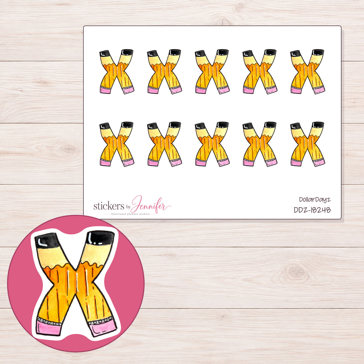 DDZ-18248 planner sticker sheet with enlarged sticker detail