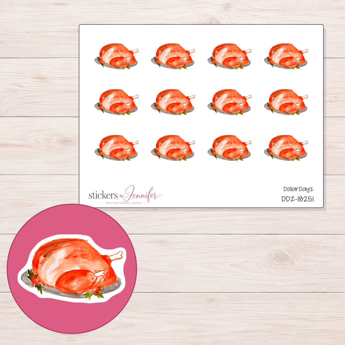 DDZ-18251 planner sticker sheet with enlarged sticker detail