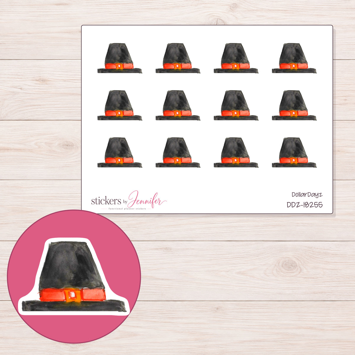 DDZ-18255 planner sticker sheet with enlarged sticker detail
