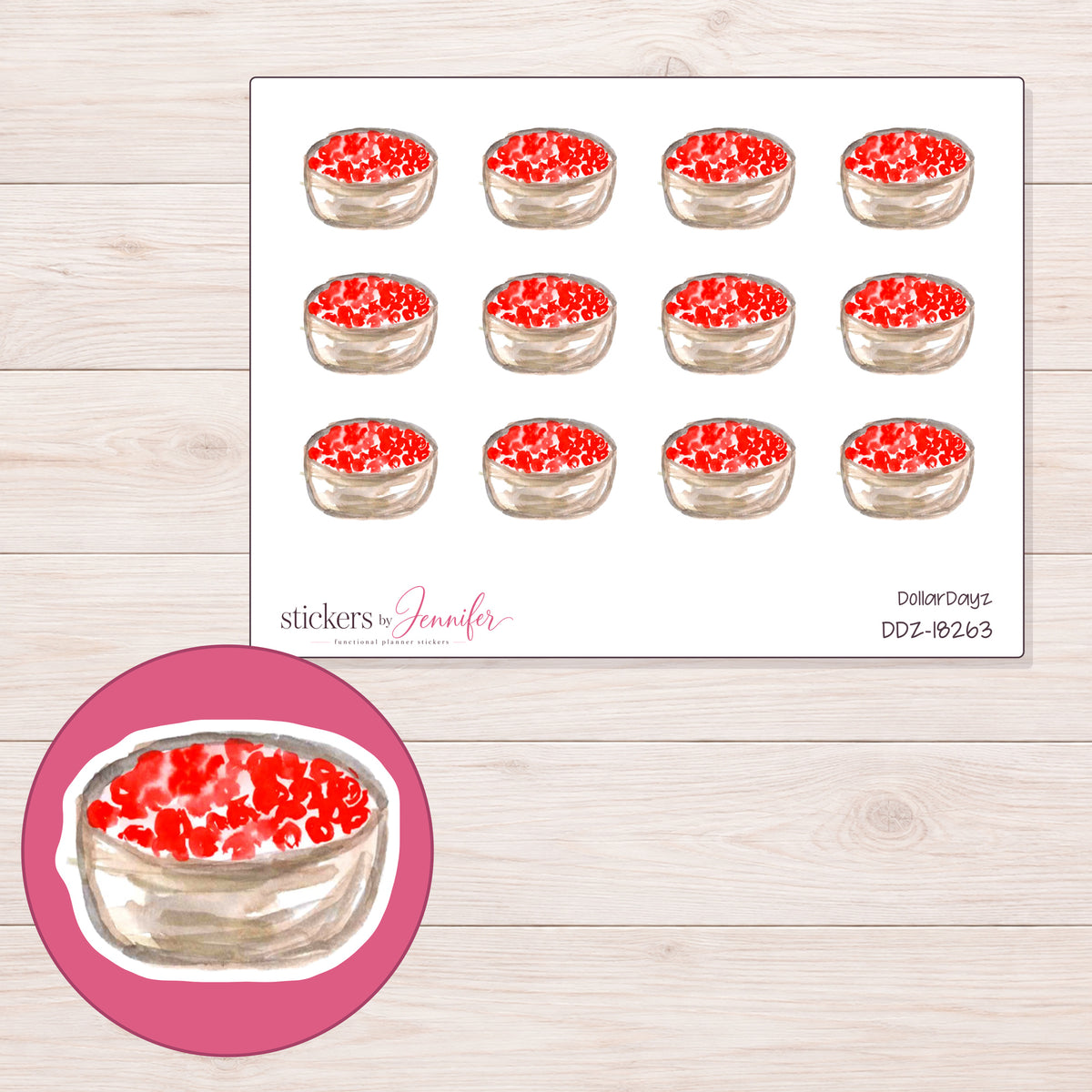 DDZ-18263 planner sticker sheet with enlarged sticker detail