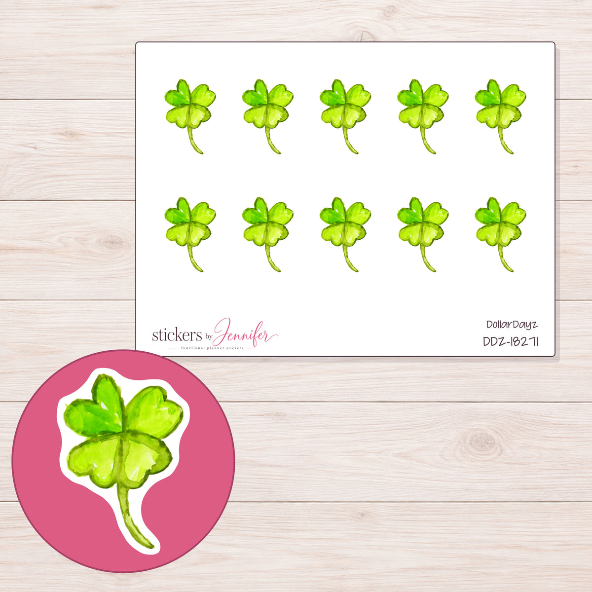 DDZ-18271 planner sticker sheet with enlarged sticker detail