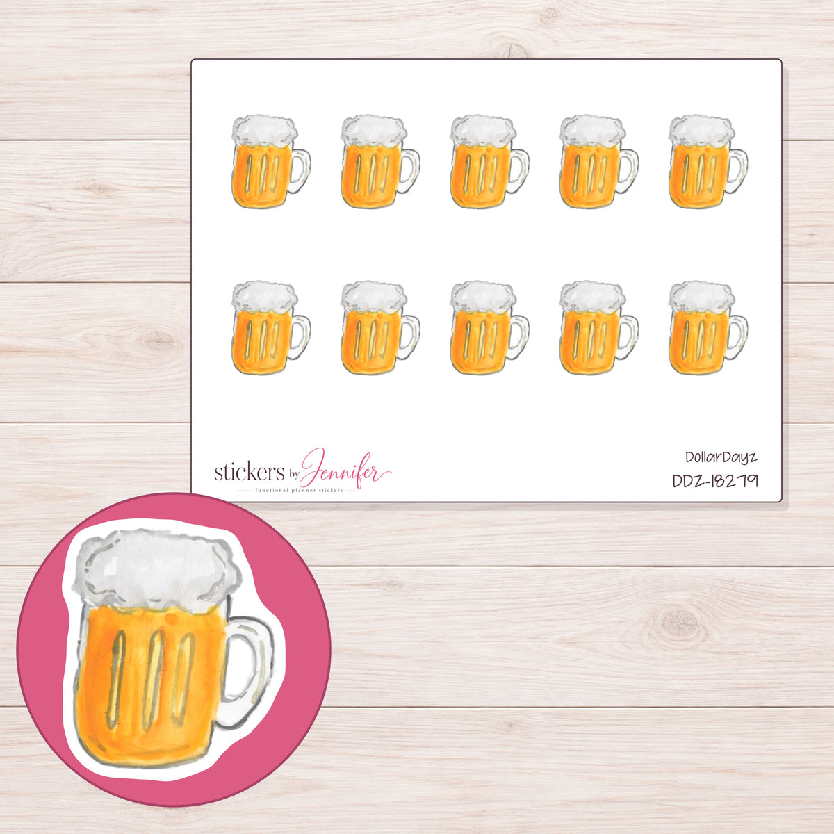 DDZ-18279 planner sticker sheet with enlarged sticker detail