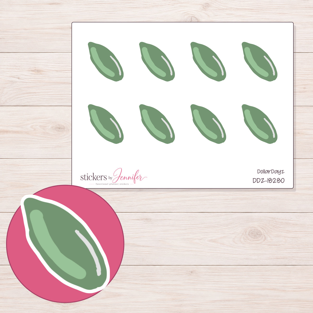 DDZ-18280 planner sticker sheet with enlarged sticker detail