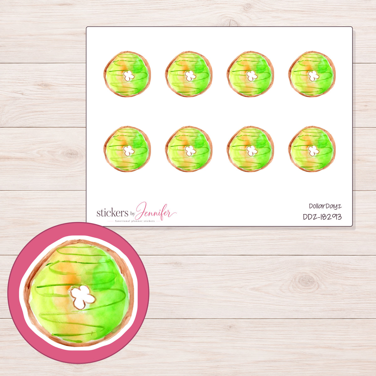 DDZ-18293 planner sticker sheet with enlarged sticker detail