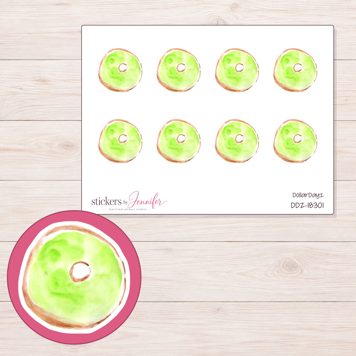 DDZ-18301 planner sticker sheet with enlarged sticker detail