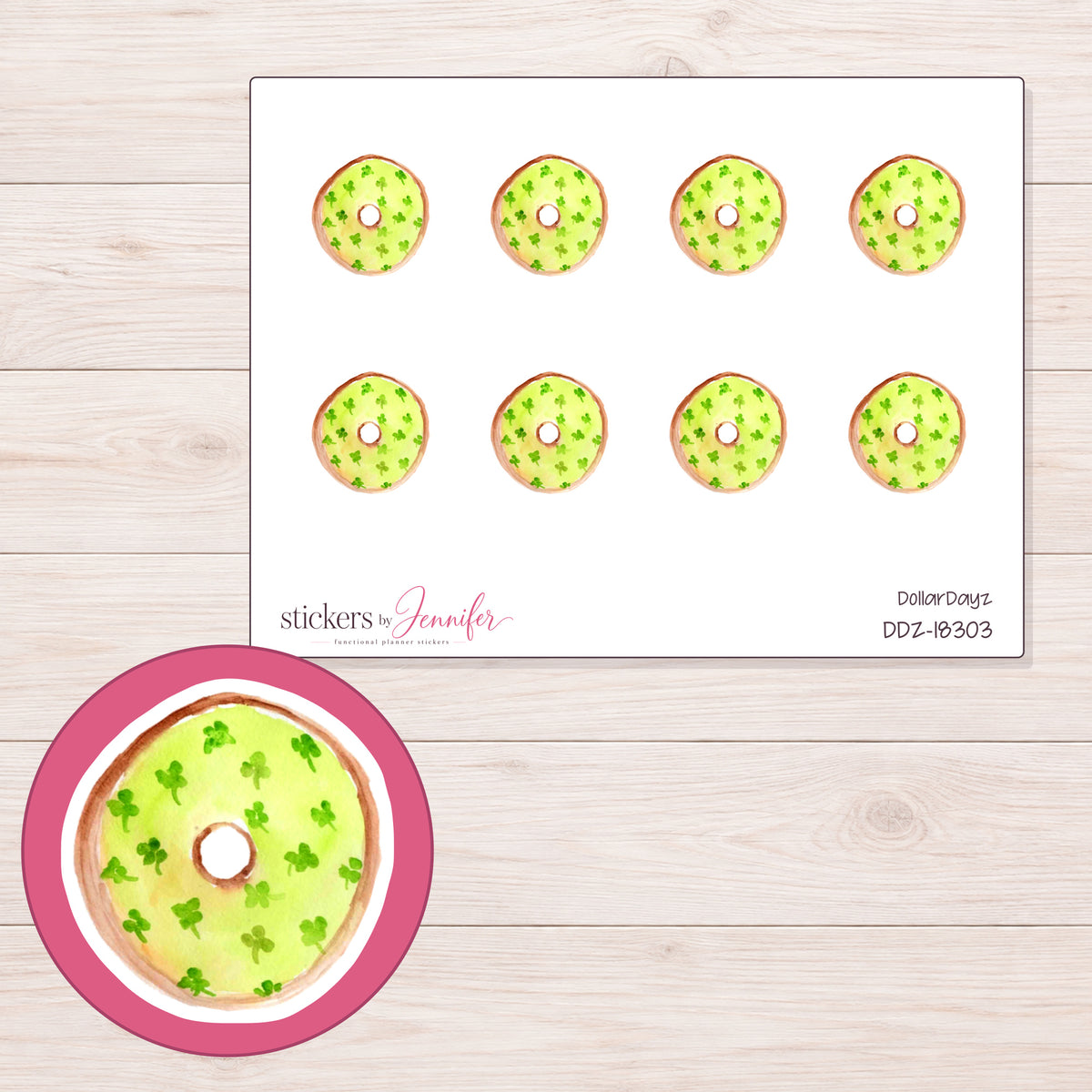 DDZ-18303 planner sticker sheet with enlarged sticker detail