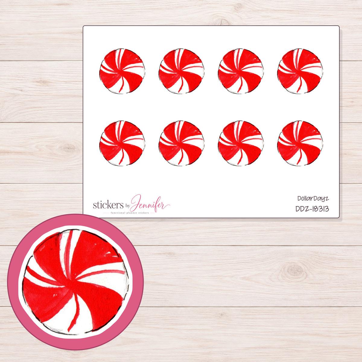 DDZ-18313 planner sticker sheet with enlarged sticker detail