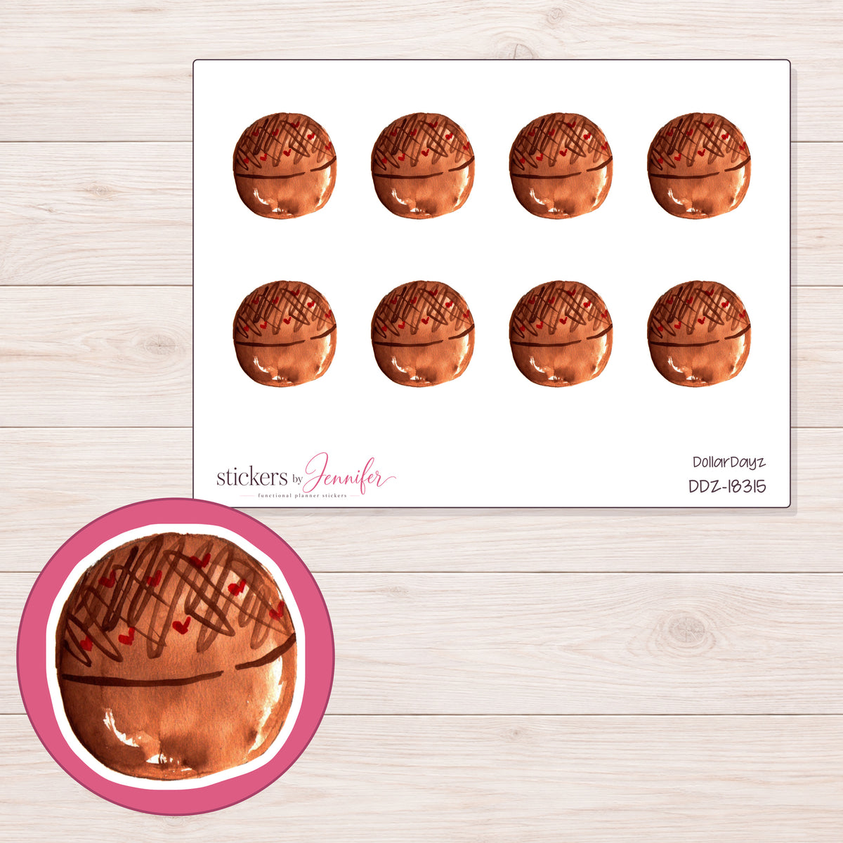 DDZ-18315 planner sticker sheet with enlarged sticker detail