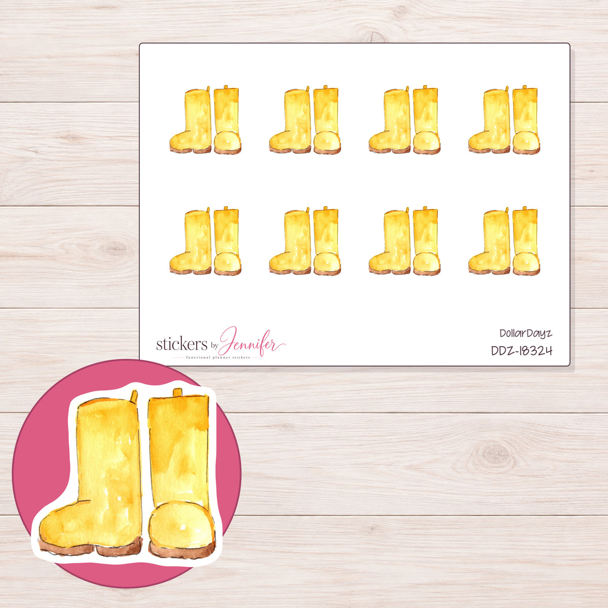 DDZ-18324 planner sticker sheet with enlarged sticker detail