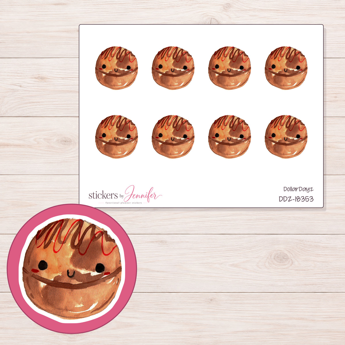 DDZ-18353 planner sticker sheet with enlarged sticker detail