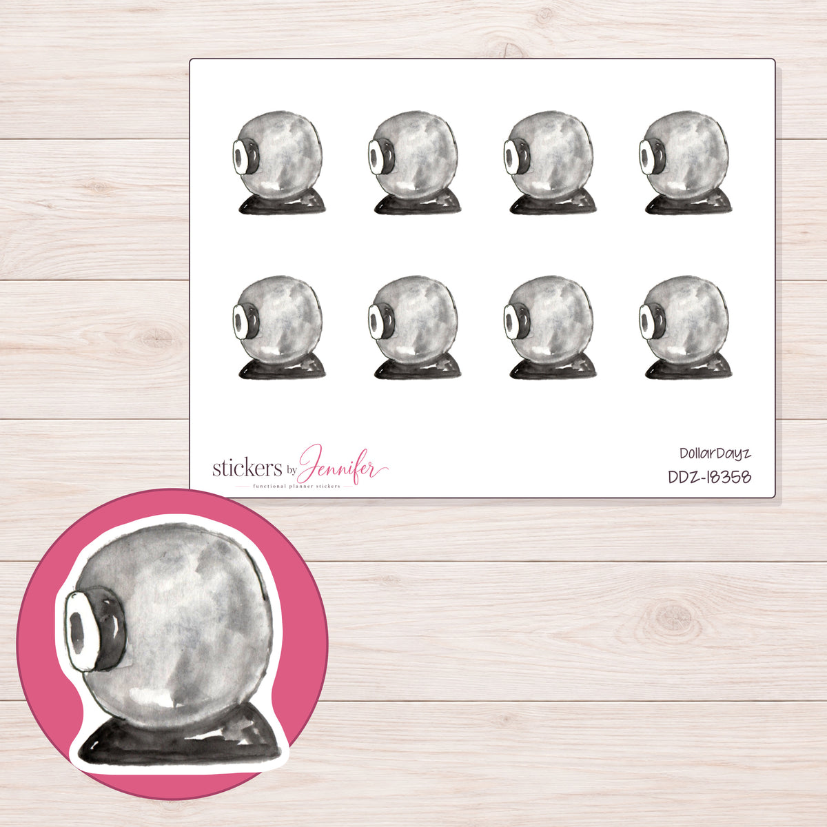 DDZ-18358 planner sticker sheet with enlarged sticker detail