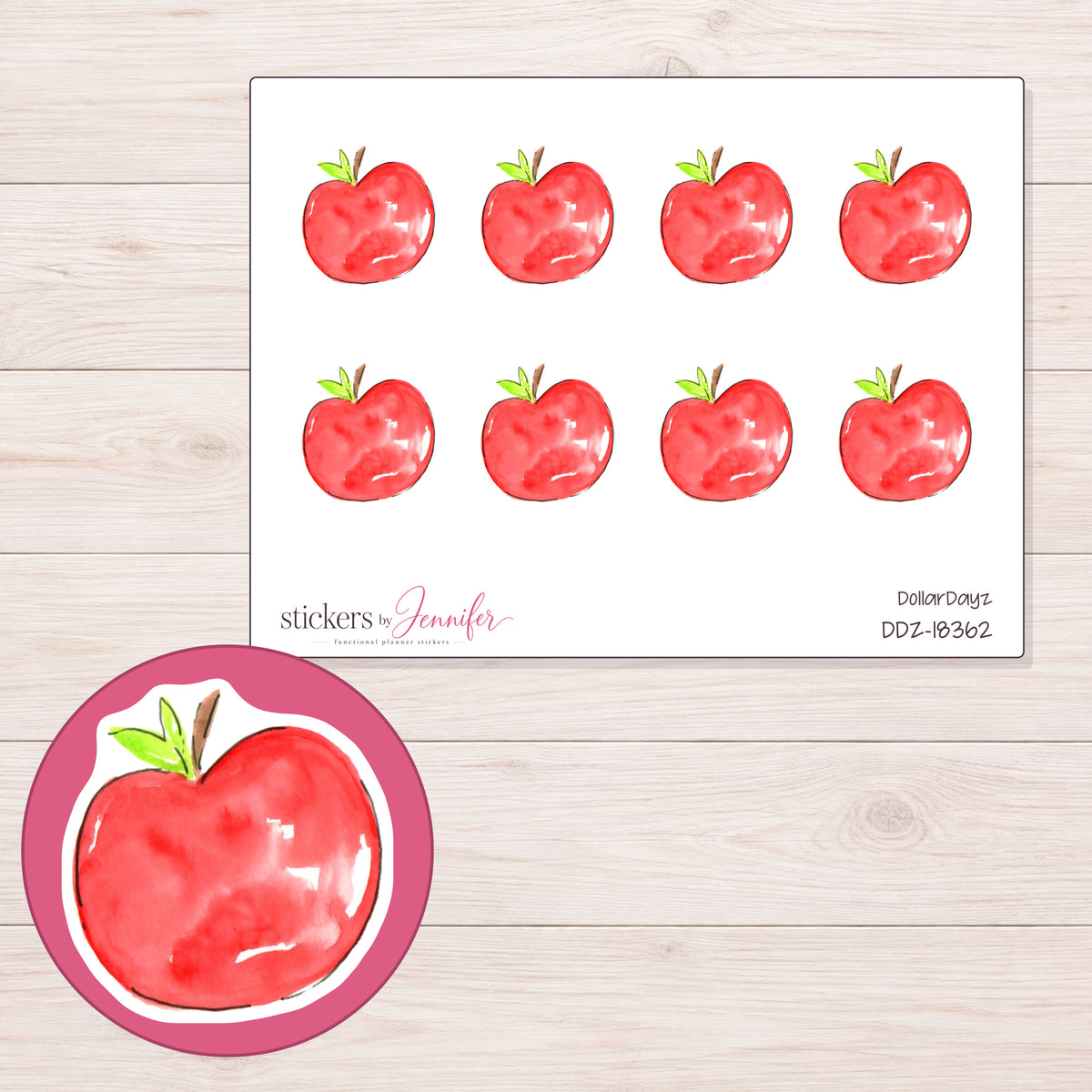 DDZ-18362 planner sticker sheet with enlarged sticker detail