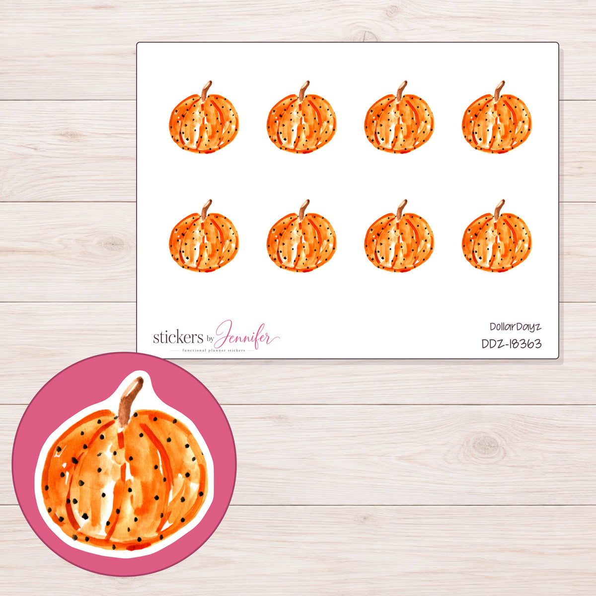 DDZ-18363 planner sticker sheet with enlarged sticker detail