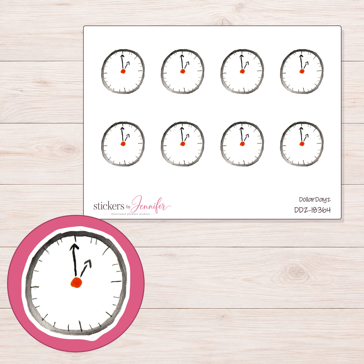 DDZ-18364 planner sticker sheet with enlarged sticker detail