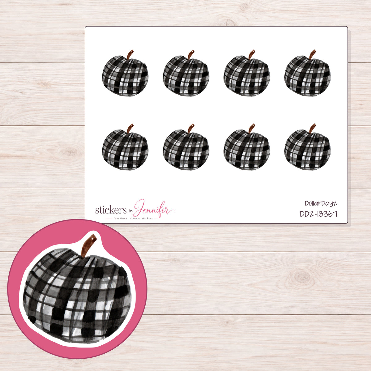 DDZ-18367 planner sticker sheet with enlarged sticker detail