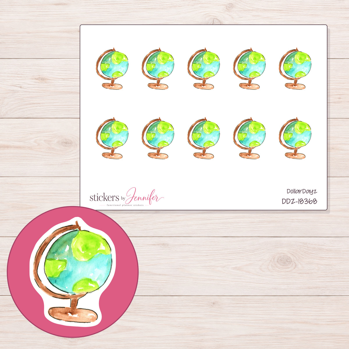 DDZ-18368 planner sticker sheet with enlarged sticker detail