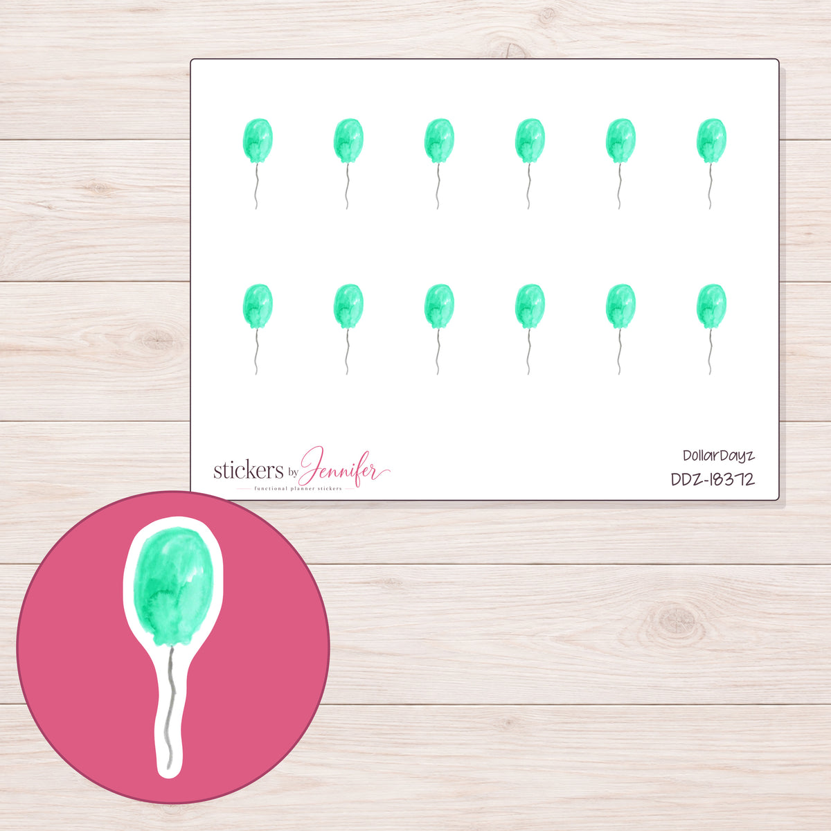 DDZ-18372 planner sticker sheet with enlarged sticker detail