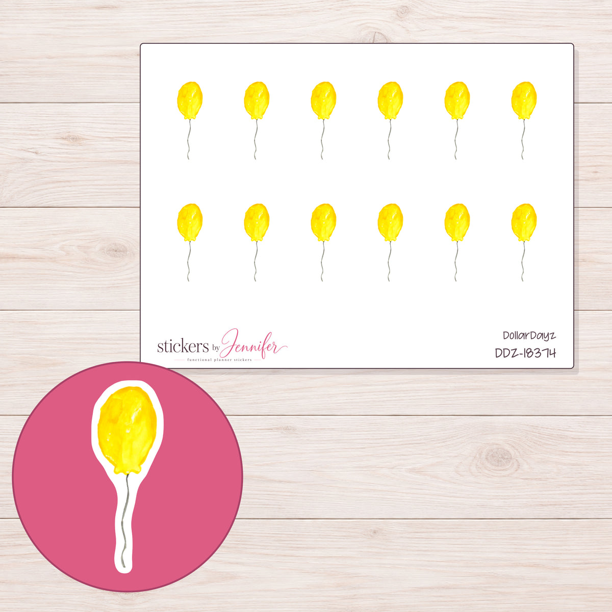 DDZ-18374 planner sticker sheet with enlarged sticker detail