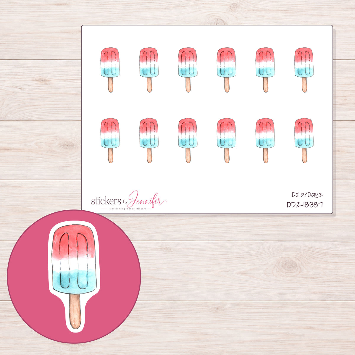 DDZ-18387 planner sticker sheet with enlarged sticker detail