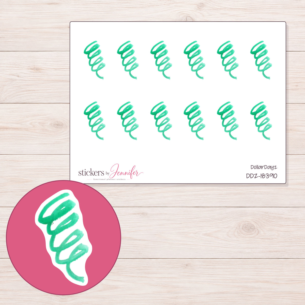 DDZ-18390 planner sticker sheet with enlarged sticker detail
