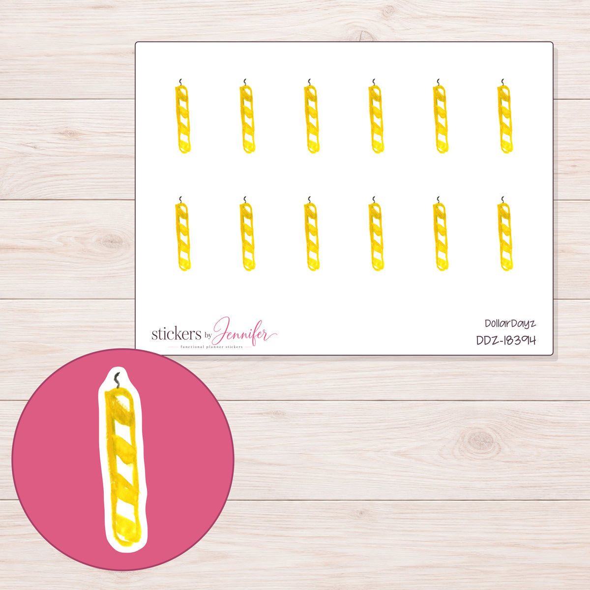 DDZ-18394 planner sticker sheet with enlarged sticker detail