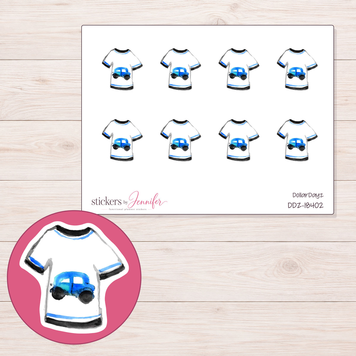 DDZ-18402 planner sticker sheet with enlarged sticker detail