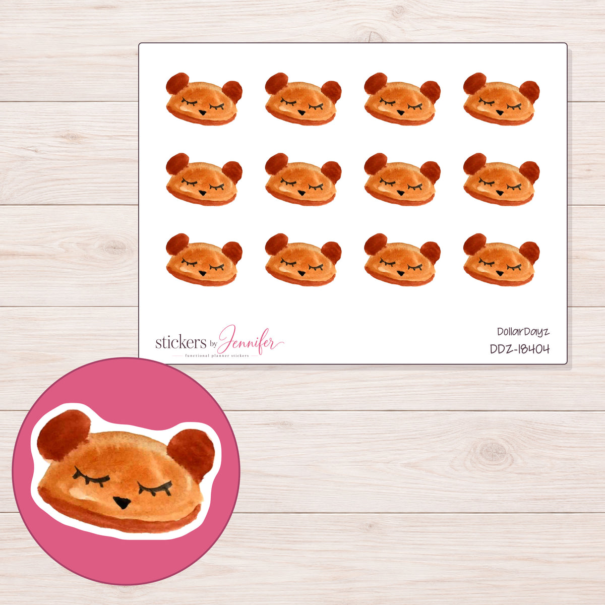 DDZ-18404 planner sticker sheet with enlarged sticker detail
