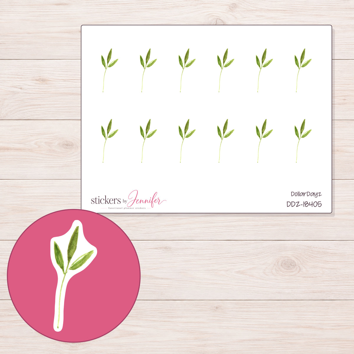 DDZ-18405 planner sticker sheet with enlarged sticker detail