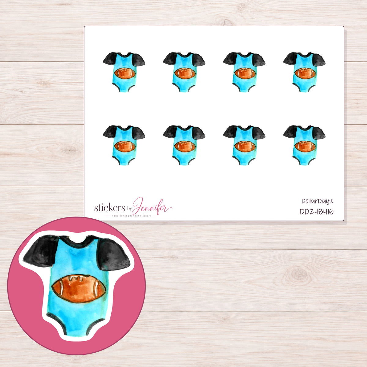 DDZ-18416 planner sticker sheet with enlarged sticker detail