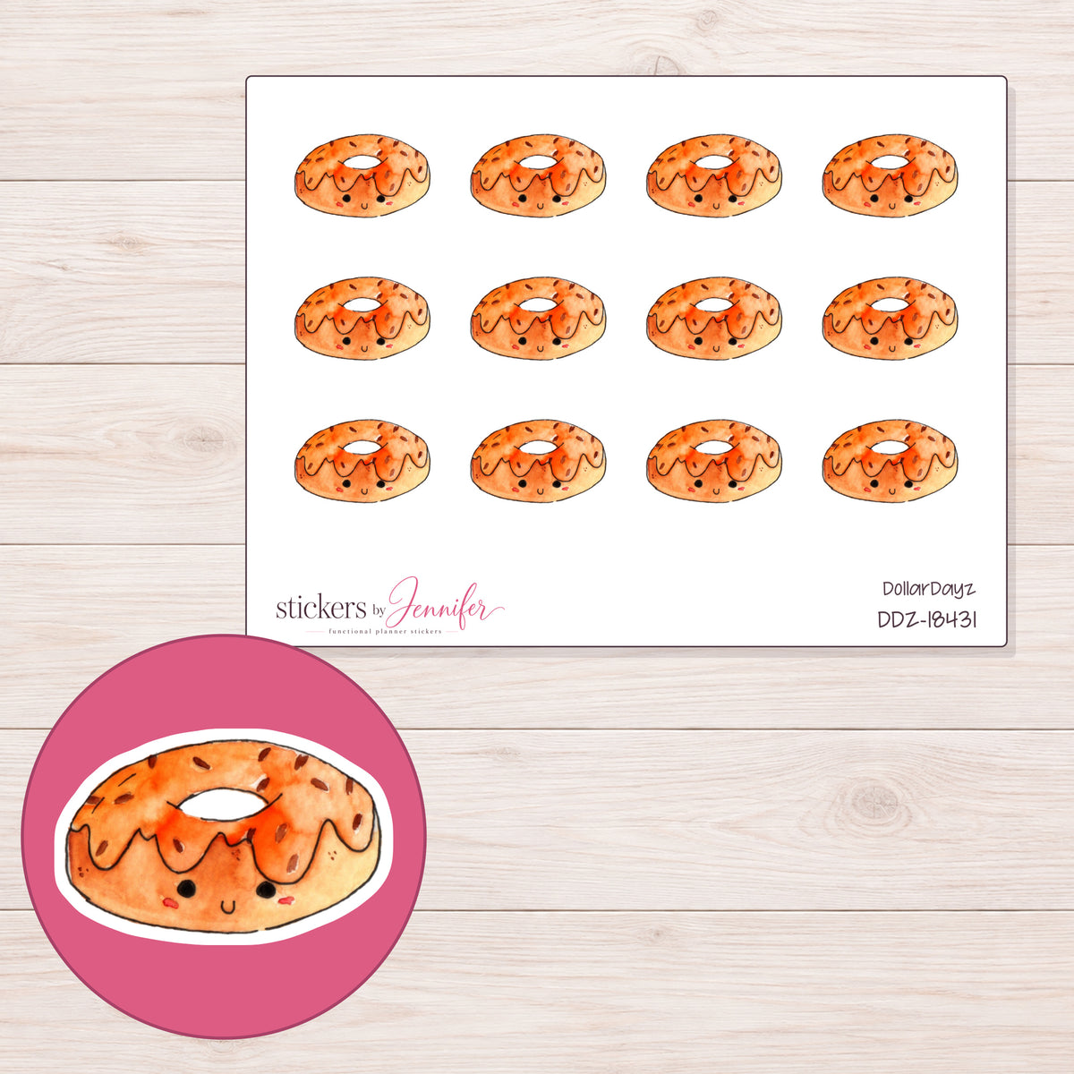 DDZ-18431 planner sticker sheet with enlarged sticker detail